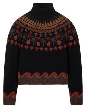 Alanui Sweet Winter Turtleneck Patterned Sweater - Black