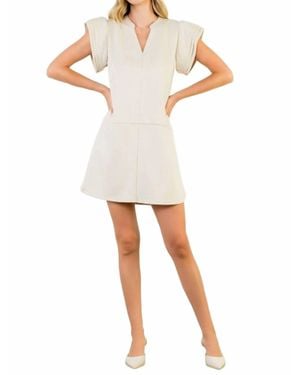Thml Flutter Sleeve Suede Dress - White