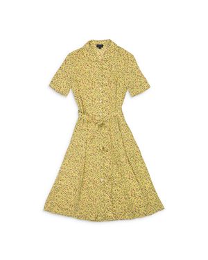 CALLIPYGIAN Floral Button Tie Dress - Yellow