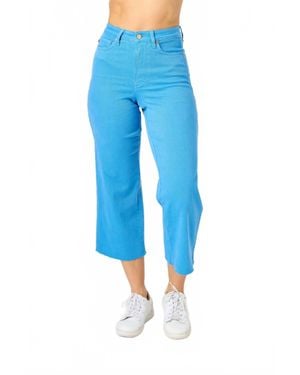 Judy Blue High Waist Garment Dyed Wide Leg Pants - Blue