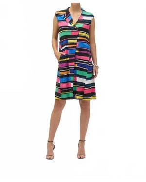 Joseph Ribkoff V-Neck Sleeveless Trapeze Dress - Red