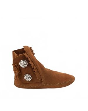 Minnetonka Two Button Ankle Boots - Brown