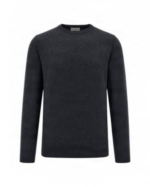 Ballantyne Anthracite Melange Textured Wool Sweater - Blue