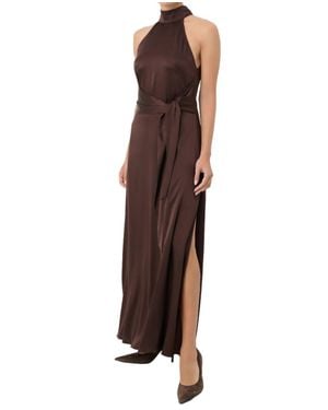 Toccin Jocelyn Maxi Silky Satin Dress - Brown