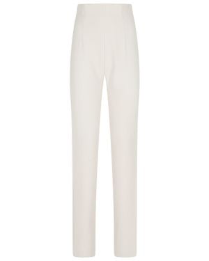 Alberta Ferretti Cream Side Zip Slim Straight-Leg Viscose-Blend Pants - White