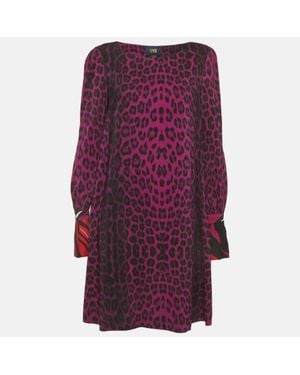 Roberto Cavalli Cavalli Class Printed Stretch Crepe Shift Dress - Purple