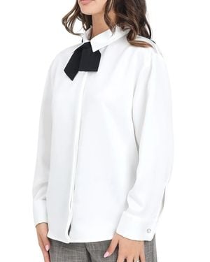 SIMONA CORSELLINI Refined Shirt With Detachable Bow Tie And Satin Finish - White