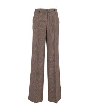 P.A.R.O.S.H. Checkered Wide-Leg Pants With High Waist And Belt Loops - Brown