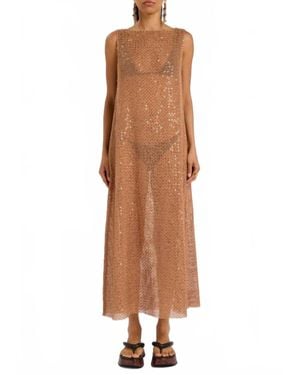Bec & Bridge Margo Sequin-Embellished Open-Knit Maxi Dress - Brown