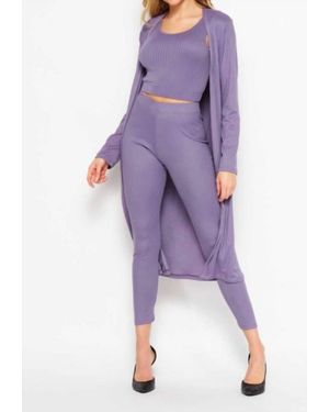 New Fashion Feels Like Fun 3-Piece Ribbed Set - Purple