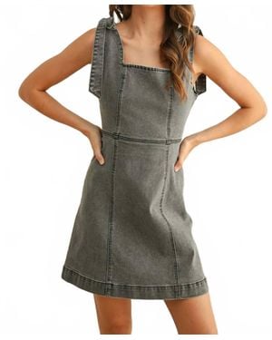 Miou Muse Tie On Sleeve Mini Dress - Gray