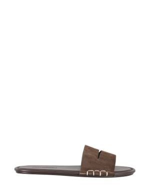 JW Anderson Slide W Foam Insole Suede Sandals - Brown