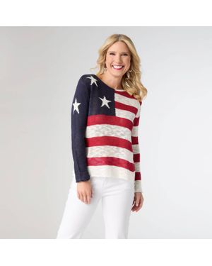 Coco + Carmen Muriel Burnout Flag Sweater - Red
