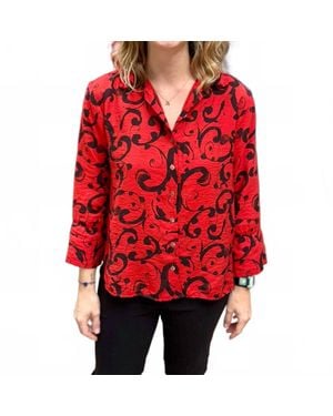 cut-loose Long Sleeve Swirl Top - Red