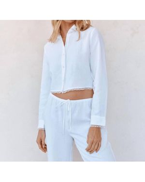 Bella Dahl Long Sleeve Cropped Shirt - Blue
