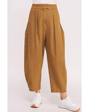 Jade By Jane High Waist Pleated Baggy Ankle Pants - Brown