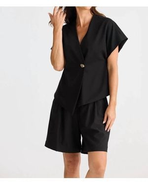 Brave + True Origami V-Neck Top - Black