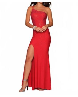 Dave & Johnny Dazzling One-Shoulder Prom Dress - Red