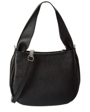 Italian Leather Shoulder Bag - Black