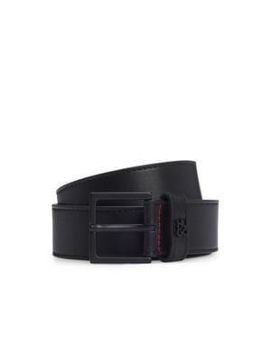 HUGO Woven-Leather Belt With Logo-Stamped Keeper - Black