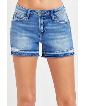 Risen Low Rise-Shadow Hem Shorts - Blue