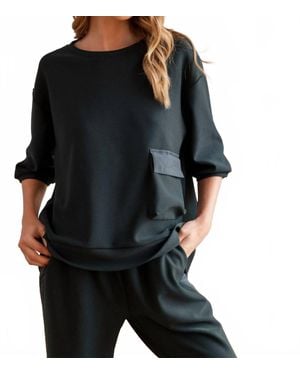 Joh Karen Knit Crepe Top - Black