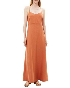 Theory Haranna Linen-blend Maxi Dress - Orange