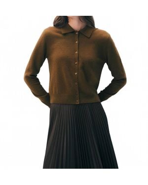 White + Warren Cashmere Collared Cardigan - Black