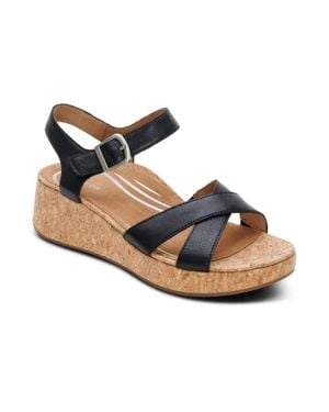 Aetrex Flora Adjustable Quarter Strap Wedge - Blue