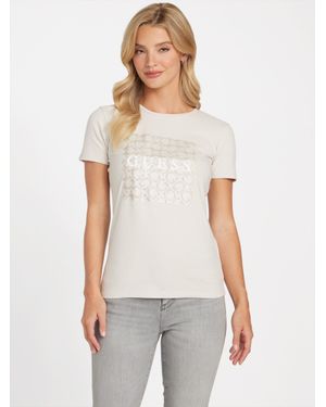Guess Orla Metallic Logo Tee - White