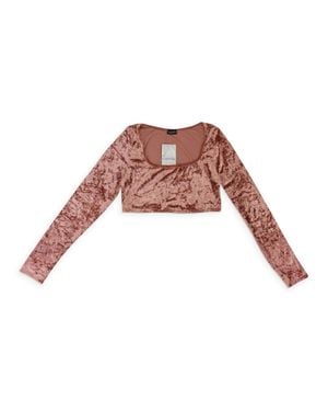 CALLIPYGIAN Crushed Velvet Crop Top - Red