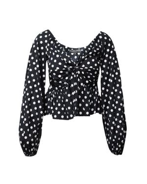 Caroline Constas Polka-Dot V-Neck Blouse - Black
