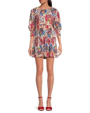 MISA Los Angles Honor Floral Mini Dress - Red
