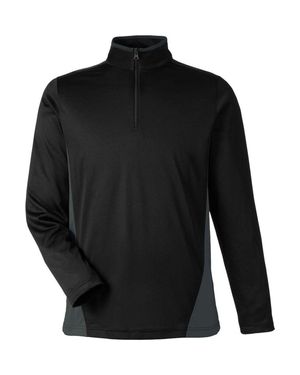 Harriton Flash Snag Protection Plus Il Colorblock Quarter-Zip Pullover - Black