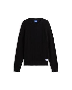 HUGO Relaxed-Fit Cotton Sweater With Raglan Sleeves - Black