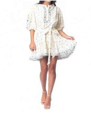 Tolani Usha Puff Sleeve Mini Dress - White