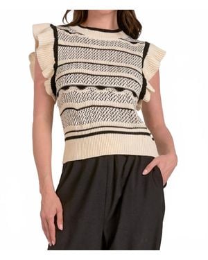 Elan Flutter Sleeve Knit Tank Sweater - Natural