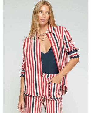 Vilagallo Striped Shirt With Wavy Cuffs - Red