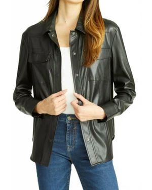 Vigoss Faux Leather Button Up - Black