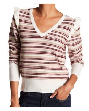 Joie Porcelain Striped Wool Sweater - Red
