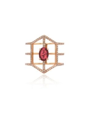 Diana M. Jewels 14Kt Rg Ring With 0.33Ct And 0.80Ct Rb 4.36 Gm 101Stone - Black