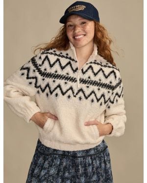 Lucky Brand Half Zip Fleece Sweatshirt - Natural