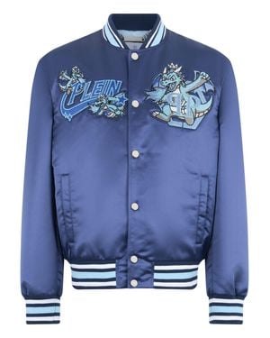 Philipp Plein Satin Bomber Plein Dragon Stones - Blue