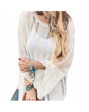 And The Why Distressed Effect Lightweight Knit Top - White
