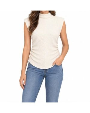 Mac & Me Funnel Neck Side Ruched Top - Blue