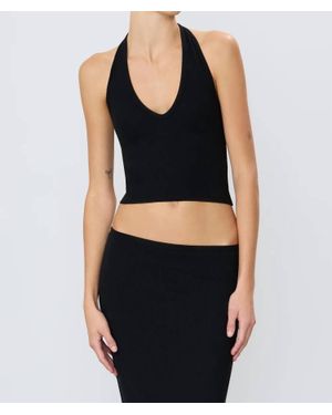 ÉTERNE Cropped Halter Top - Black