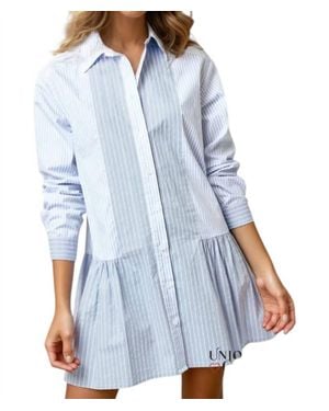 Lalavon Celeste Contrast Stripe Shirt Dress - Blue