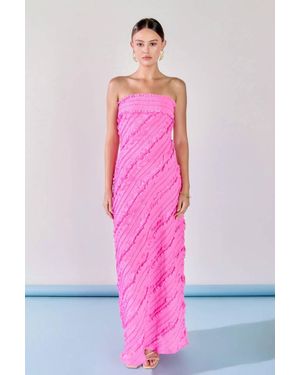 Endless Rose Juliette Strapless Ruffled Maxi Dress - Pink