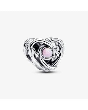 PANDORA Openwork Mum & Heart Charm - White