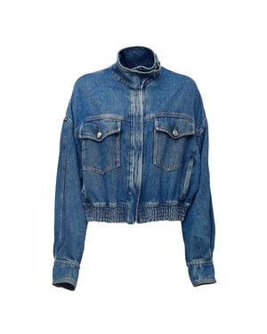 Sportmax Denim Jacket With Vintage Wash And Blouson Effect - Blue